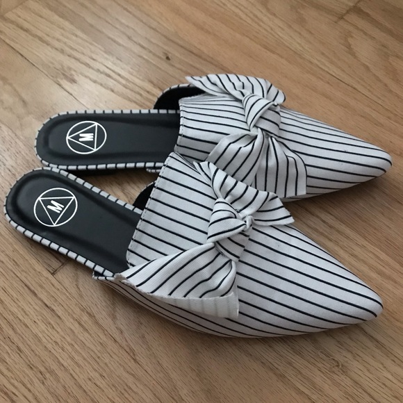 Missguided Shoes - Missguided Striped Bow Mules, Never Worn Size 8